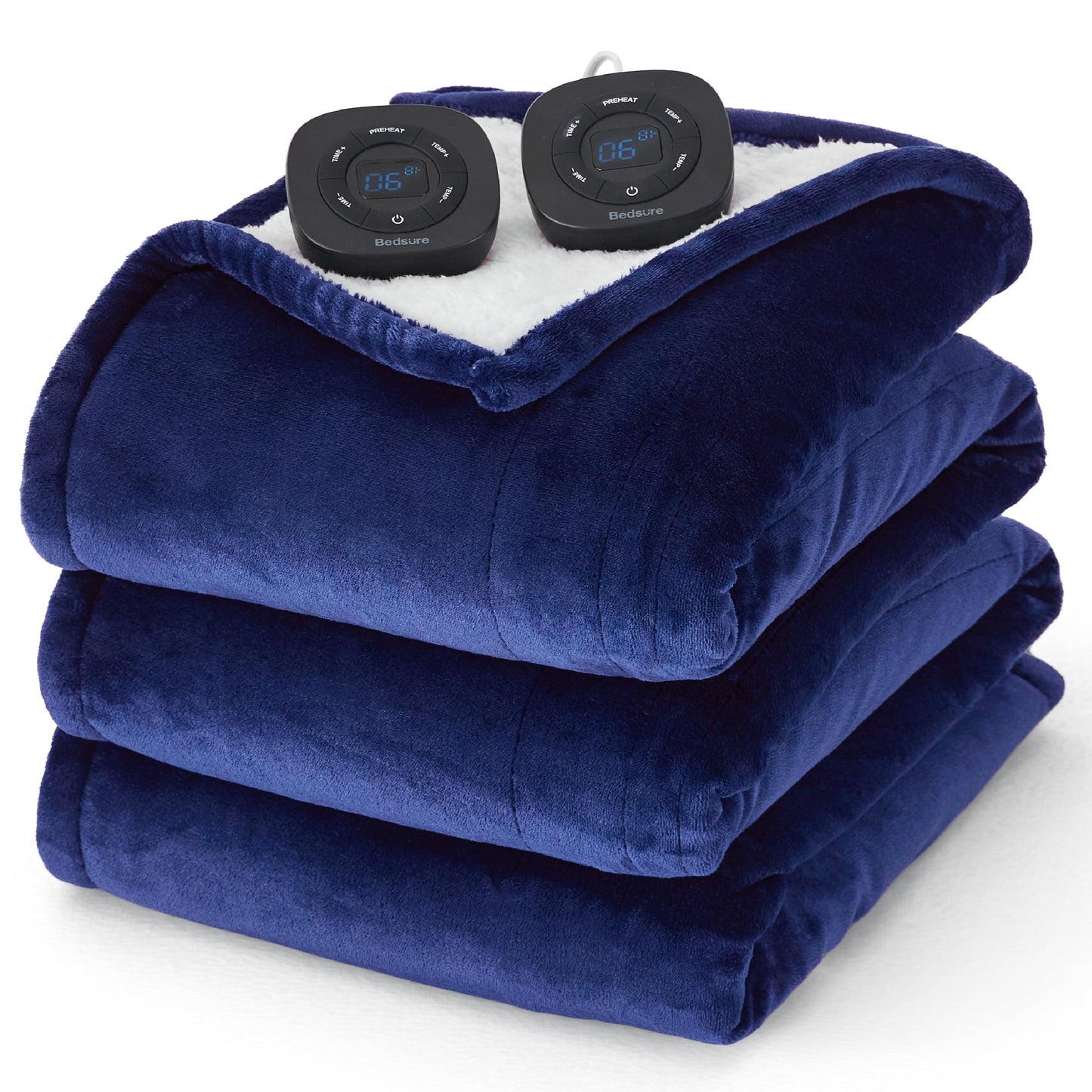 Bedsure Electric Blanket King Size - Dual Control Heated Blanket King Size, Fast Heating with 10 Time Settings & 10 Heat Settings, Warm Gift for Grandma (100x90 inches, Grey)