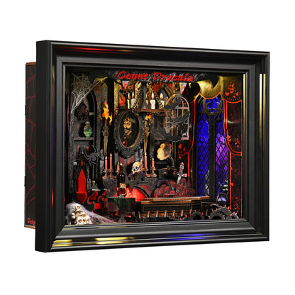 ETKVR Book Nook Kit, Picture Frame Booknook, Wall Mounted Miniature Dollhouse Kit, DIY 3D Wooden Puzzle for Home Bookshelf Decoration - Vampire Count Dracula