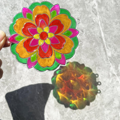 Ayhuhra 30 Sets Mandala Suncatchers Wind Chimes Craft Kits DIY Window Art Suncatcher Mandala Flower Craft Art Kit for Spring Summer Party Activities Art Project Party Favors
