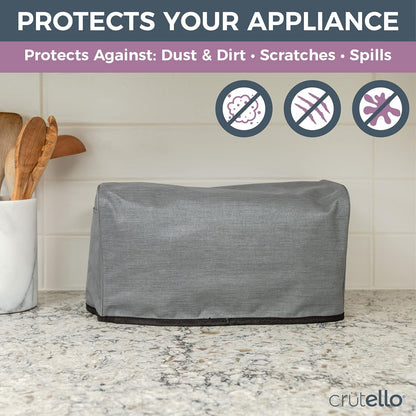 Crutello Toaster Cover for 4 Slice Long Slot Toaster with Storage Pockets, Small Appliance Dust Cover
