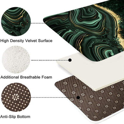 Nkzply 4 Pcs Green Marble Shower Curtain Sets with Rugs Gold Bathroom Sets with Shower Curtain and Rugs Modern Abstract Bathroom Decor Accessories Shower Curtains for Bathroom Toilet Lid Cover