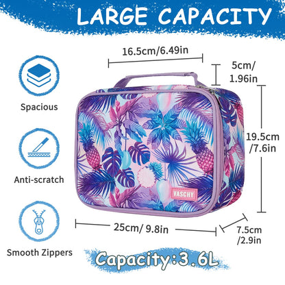 VASCHY Large Pencil Case Bag, Art Supply Marker Organizer Big Pen Pouch with Detachable Layers Slots Multiple Zipper Pockets for Kids Adults School Office Purple