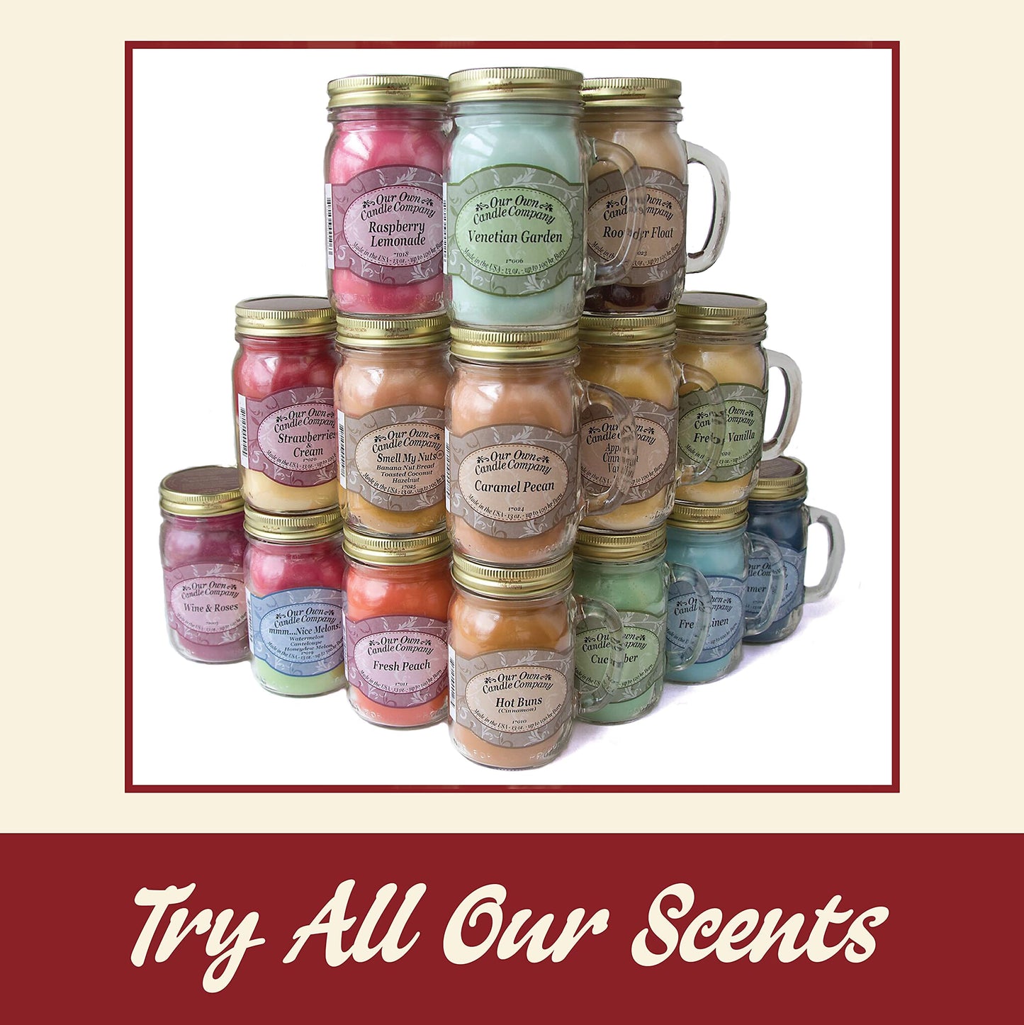 Our Own Candle Company, Macintosh Apple Scented Mason Jar Candle, 100 Hour Burn Time,13 Ounces