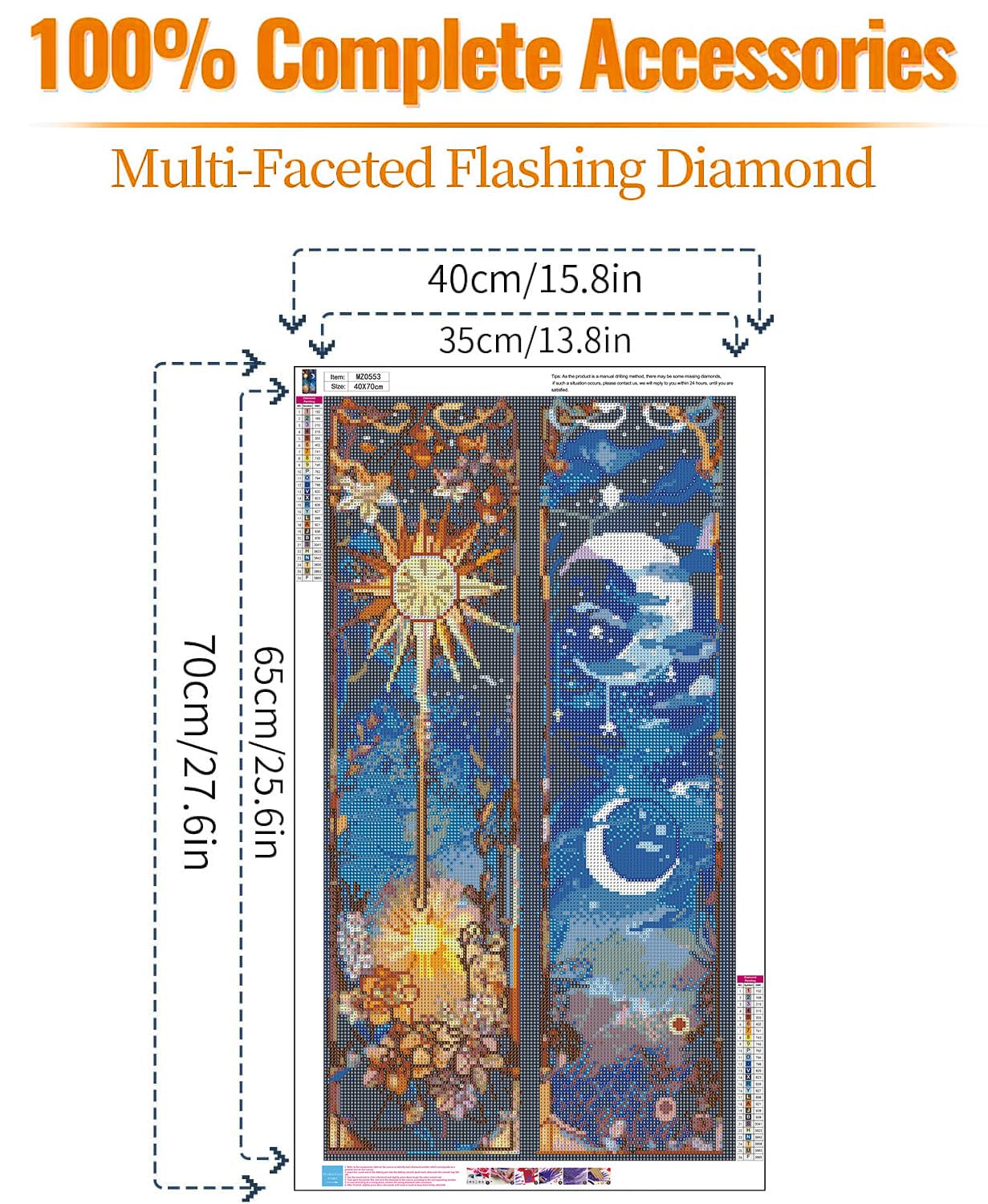 Axquilon Large Diamond Art Kits for Adults - Sun and Moon Diamond Painting Kits for Adults, 5D Round Full Drill Moon Gem Art Paint by Diamonds Pictures DIY Crafts Kits 16x28inch