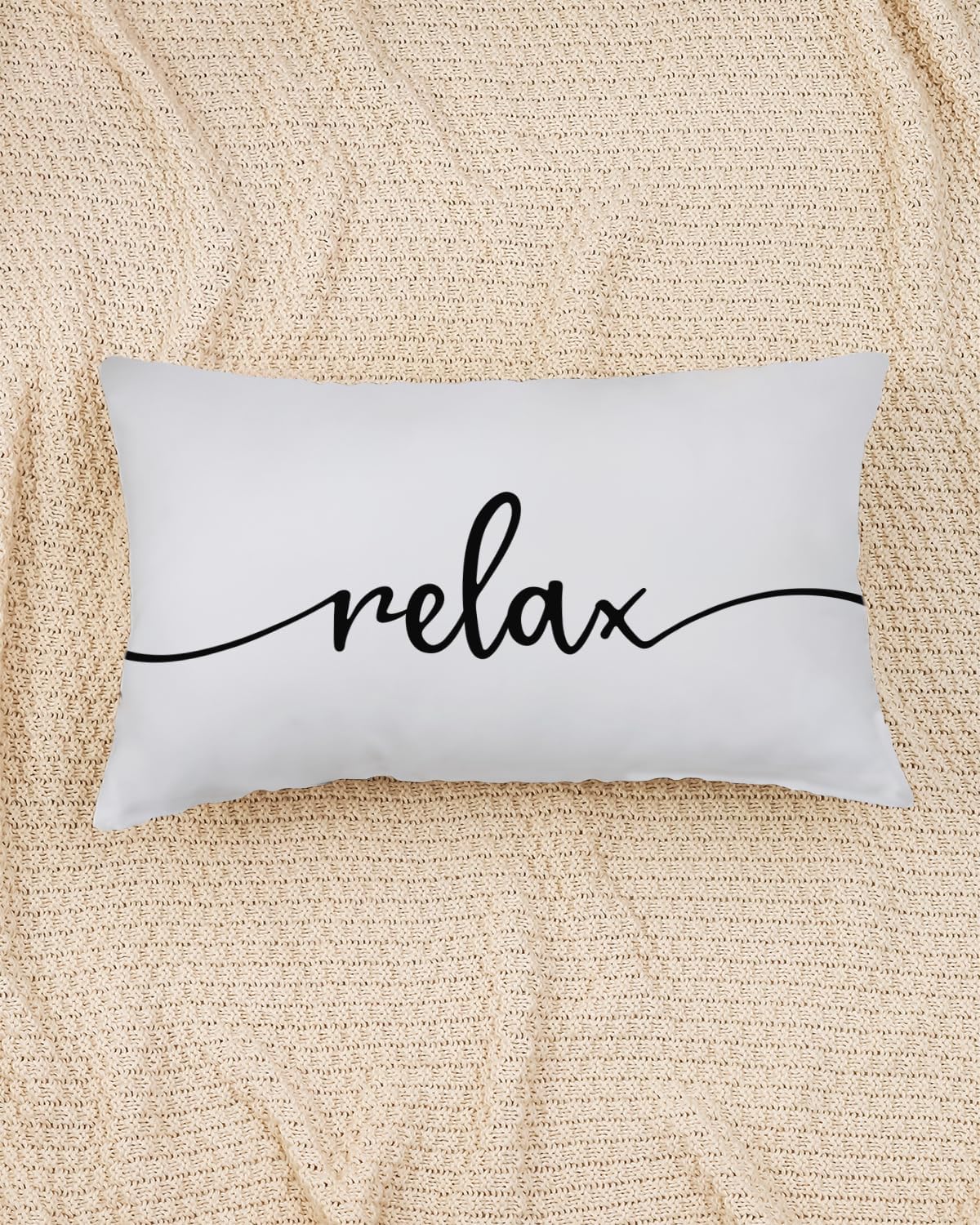 CarOptics 12x20 Inch Cozy Farmhouse Relax Lumbar Pillow Cover - 'Housewarming Gifts' Rustic Cushion Case, Ideal