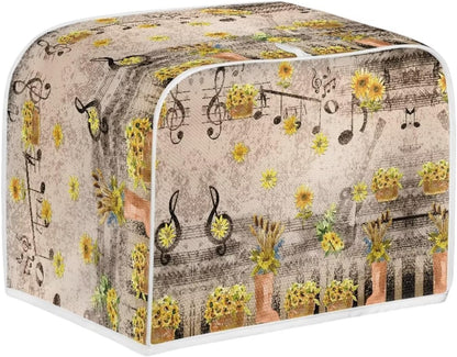 Autumn Music Note Toaster Covers 4 Slice, Decorative Covers for Small Kitchen Appliance, Reversible Bread Maker