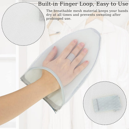 2 Pieces Waterproof Ironing Gloves for Garment Steamer, Heat Resistant Mitt with Finger Loop (Blue, Plaid)