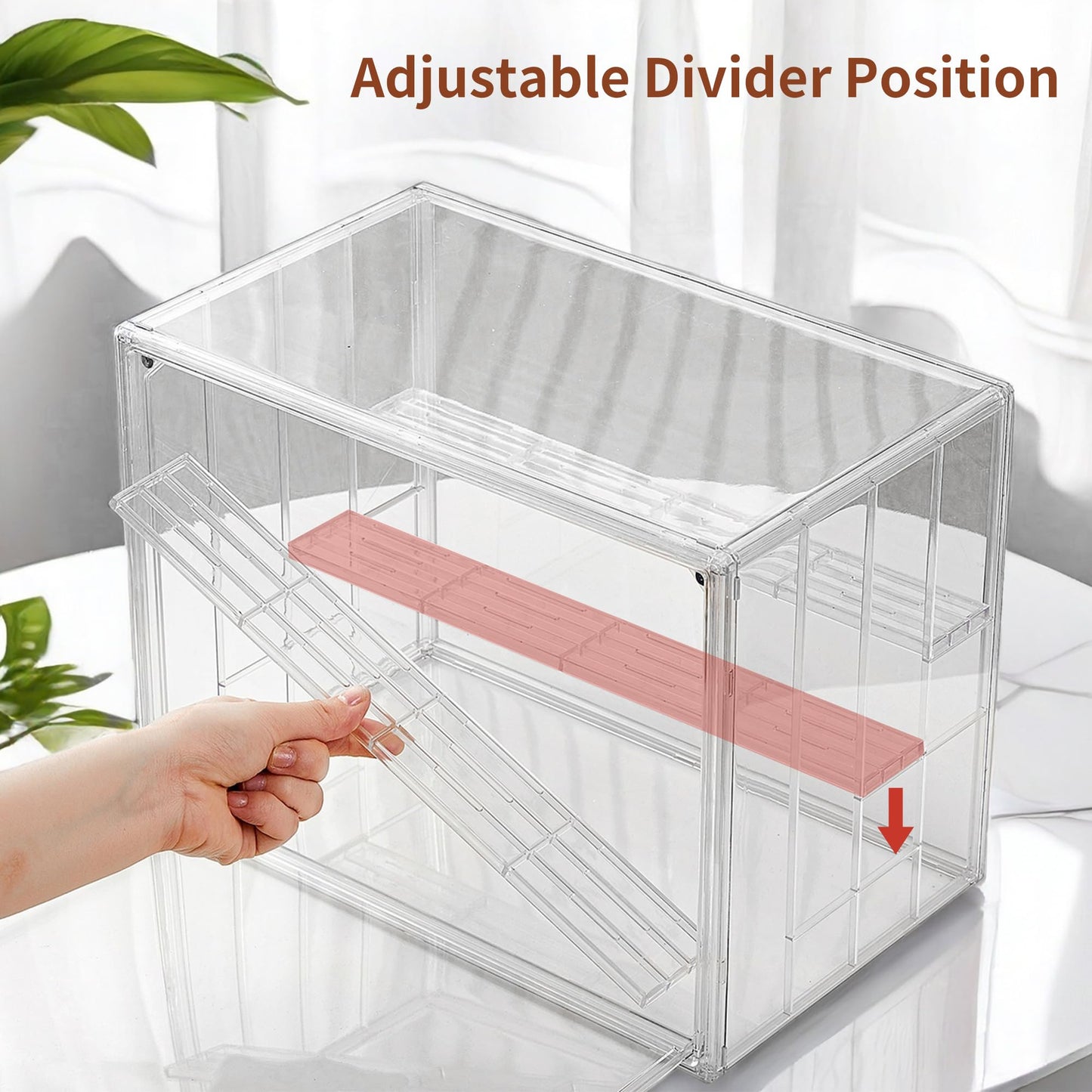 Clear Acrylic Display Case Upgrade 4 Tier Figure Display Cases with 3 Movable Dividers, Stackable Display Box Showcase with Magnetic Door for Collectibles (Large-1pack)