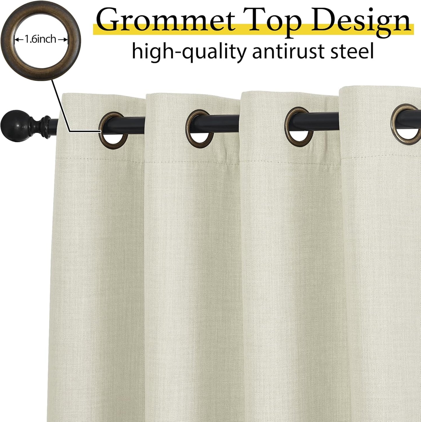 NICETOWN Blackout Curtain Valances - 30 Inch Thermal Insulating Half Curtains for Kitchen | Natural, 2 Panels