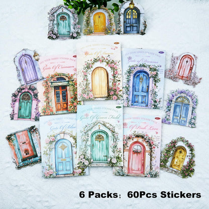 AuriicLeaf Pop-up Door Cardstock Sticker Set, 60PCS Fantasy Portal Stickers for Scrapbooking, Journaling, DIY Crafts and Planner Decoration
