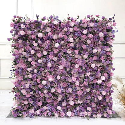 UYCVT Handmade Purple Roses Wall Large Artificial Flower Wall Backdrop Panels, Rose Wedding Backdrop 5D Floral Wall Fabric Flower Wall for Party Baby Shower Bridal Wedding Back-1m*1m/3.28 * 3.28FT