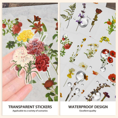 PRSTINCOL Flower Sticker Book, 40 Sheets 470pcs Floral Botanical Themed Journaling Supplies for Scrapbooking Supplies Aesthetic Junk Journal Craft DIY Craft Card Making Laptop