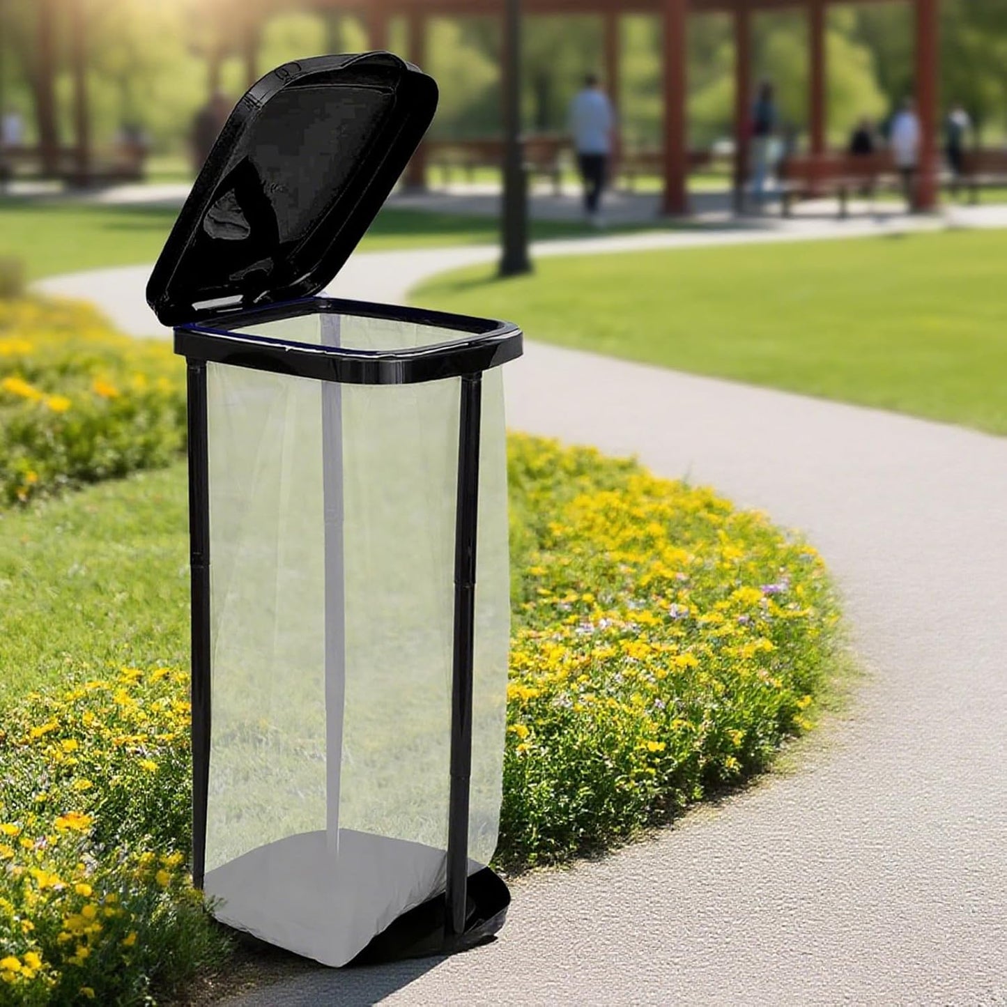 UUFCTY Collapsible Trash Bag Holder Portable Garbage Bin Holder Stand for Kitchen Outside High Capacity Plastic Outdoor
