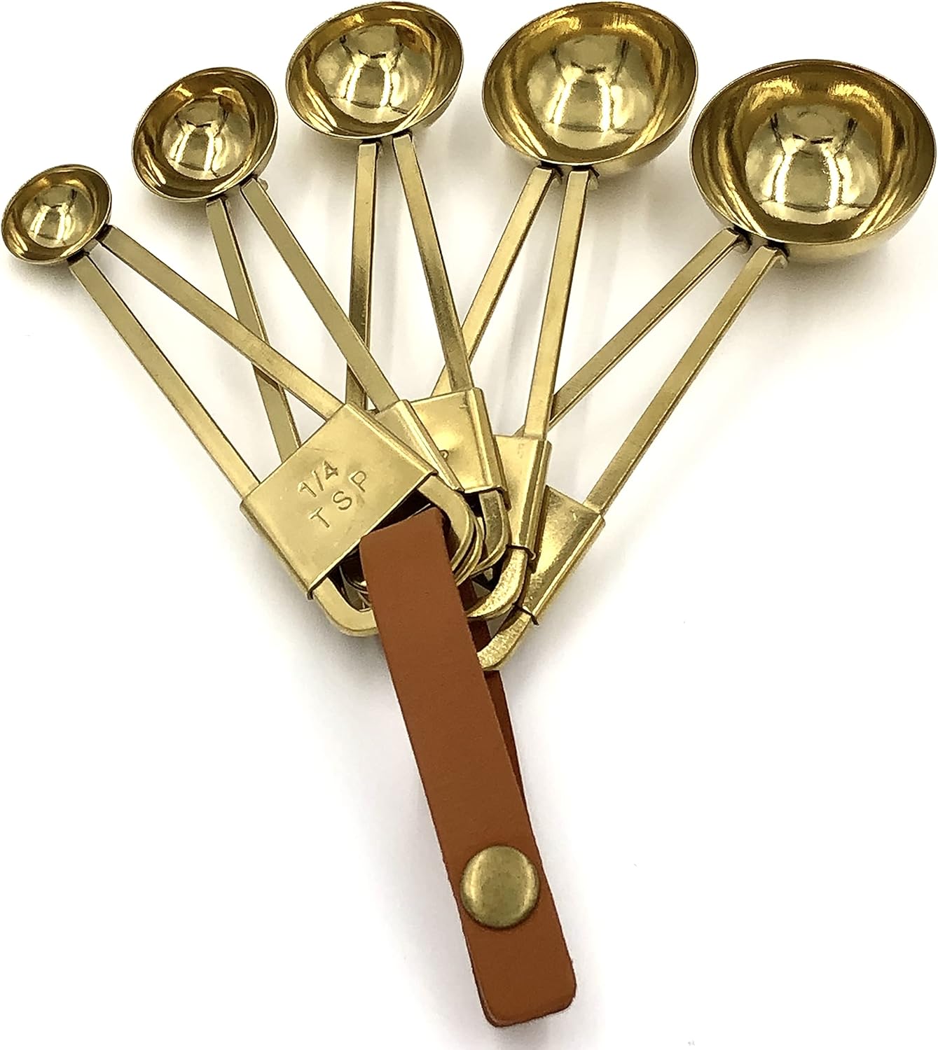 XINLI Measuring Cups and Spoons Set, Stainless Steel with Durable Copper Plating, Plus Brown Leather Buckle