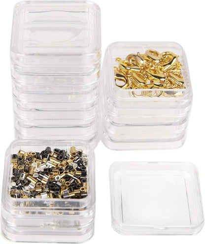 The Beadsmith Personality Case, 2 Clear Square Stacker Jars for Storage of Small Items, Crafts, and Jewelry