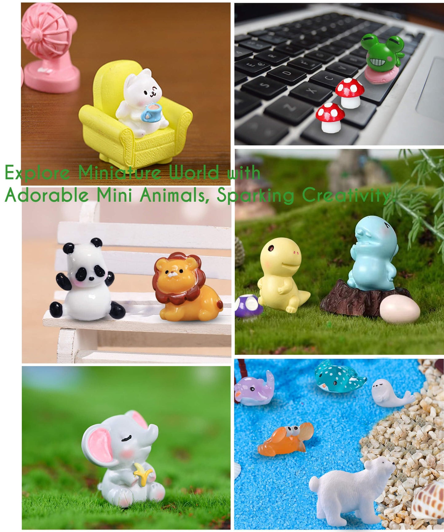CasaTena Mini Resin Animals Figures Set 100 Pieces Mystery Blind Bag for Dollhouse Miniature Garden Decor - Slime Charm for Craft - Tiny Resin Animal