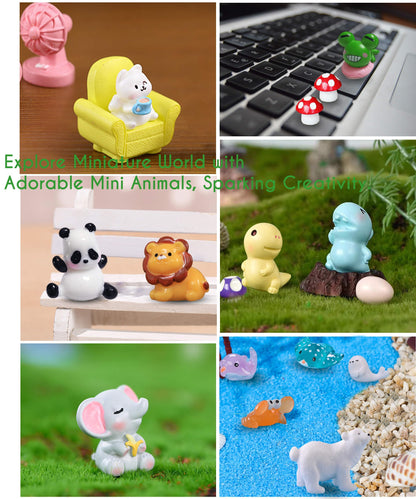CasaTena Mini Resin Animals Figures Set 100 Pieces Mystery Blind Bag for Dollhouse Miniature Garden Decor - Slime Charm for Craft - Tiny Resin Animal