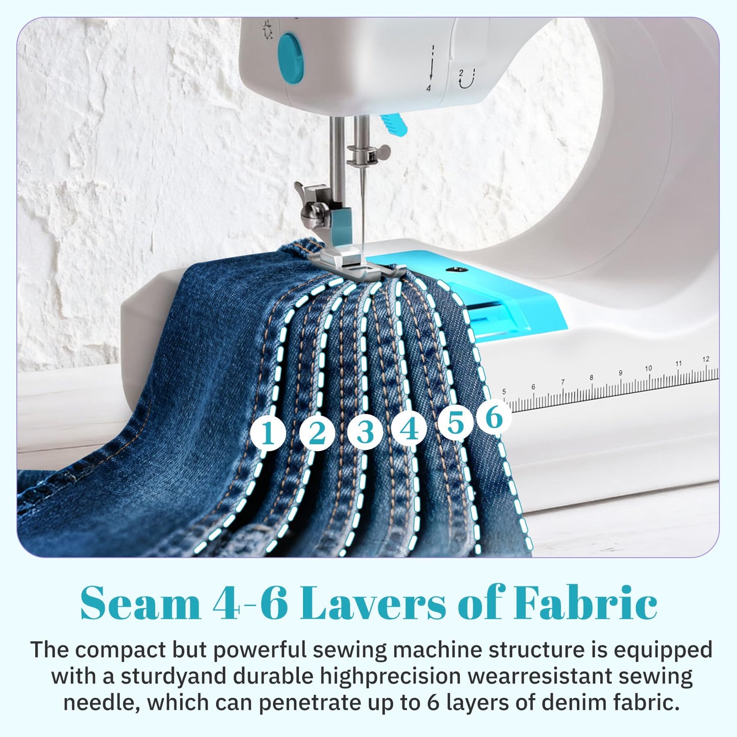 Verdanika Beginner Sewing Machine, 12 Built-in Stitches with Foot Pedal, 2-Speed Control, Portable Mini Sewing Machine for Home Travel Use & Sewing Enthusiasts (blue)