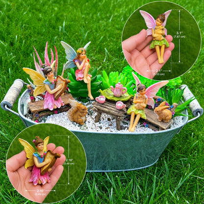 Mood Lab Fairy Garden Figurines - Miniature Decor Set (12 pcs) - Statues & Accessories - Outdoor & Indoor Garden Decor
