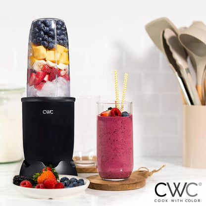COOK WITH COLOR Personal Power Blender 600W, 24oz Capacity, BPA-Free Jar, Ice-Crushing Blades for Smoothies & More,