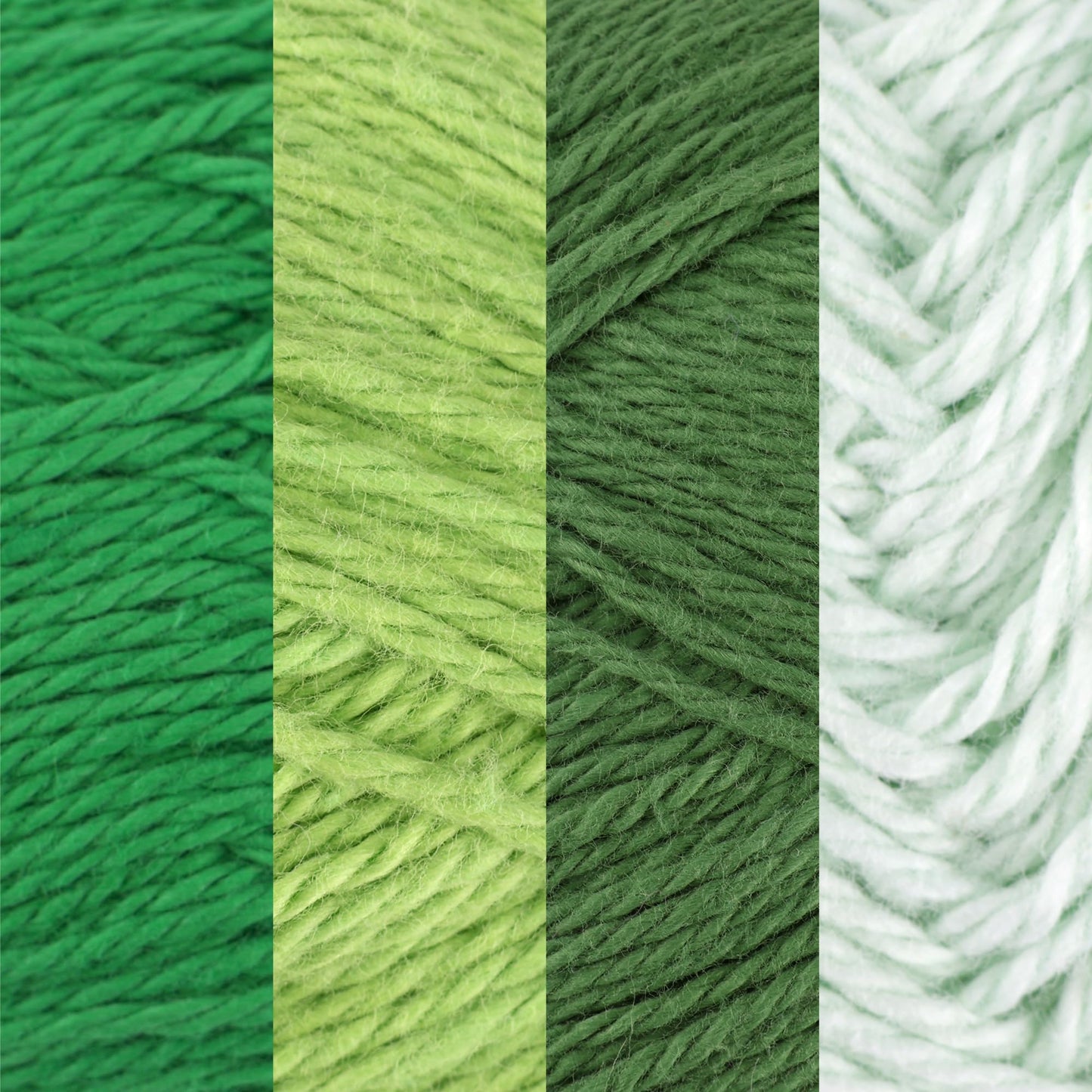 JubileeYarn Cotton Select Yarn - 50g/Skein Sport Weight - Shades of Green - 4 Skeins