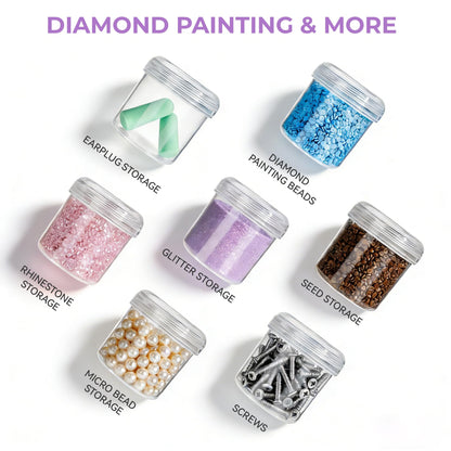 MOLEDINO 48 Slots Diamond Art Storage with 4cm Wide Mouth Jars and Foam Insert, Bead Organizer with Sticker Labels for Diamond Painting Beads (2 Pack)
