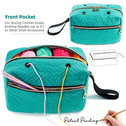 MYBAGZING Small Crochet Bag Organizer - Knitting Bag - Yarn Storage Organizer - Yarn Bag for Crocheting - Yarn Holder for Crochet Accessories, Knitting Needles, Crochet Hooks, Knitting Gifts
