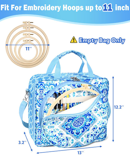 Telawsfun Embroidery Project Bag Organizer, Embroidery Supply Storage Bag with Removable Binder, Portable Carrying Tote for Thread Tools and Accessoriess, Bag Only
