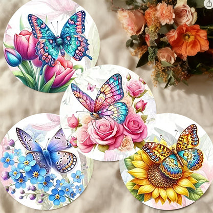 EOTHSW Diamond Art Coasters 8 Pack with Holder DIY Diamond Painting Coasters Crafts Kits for DIY Coaster Diamond Art Kits for Adults Gift 4X4 in (Butterfly-8pc)