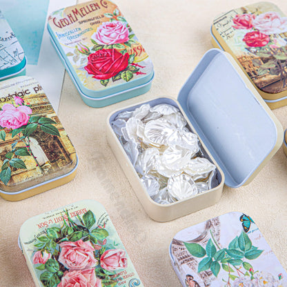 Framendino, 5 Pack Vintage Flowers Tinplate Tin Box Jewelry Candy Containers with Lid for