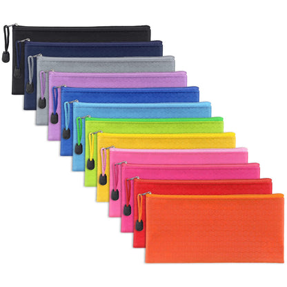 Tamaki 12 Pack Zipper Pencil Pouch Pencil Bags, Zipper Pencil Pouches Bulk, Waterproof Pencil Case, for Organizing Storage Office Supplies Bills Cosmetics Travel Accessories