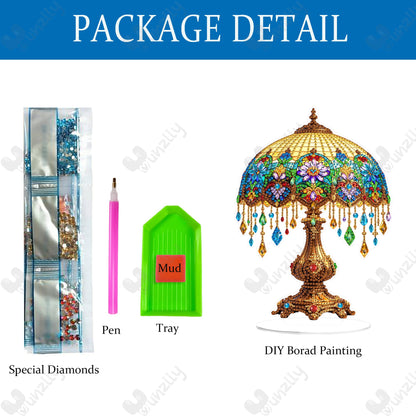 Yunzlly Stand Up Diamond Art Painting Kit, Desktop Gem Painting Ornament Kit for Adults, Tabletop Acrylic Diamond Board Painting (Lamp)
