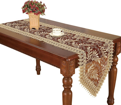 16 90 Inch Simhomsen Burgundy Lace Table Runner Embroidered Leaves Long