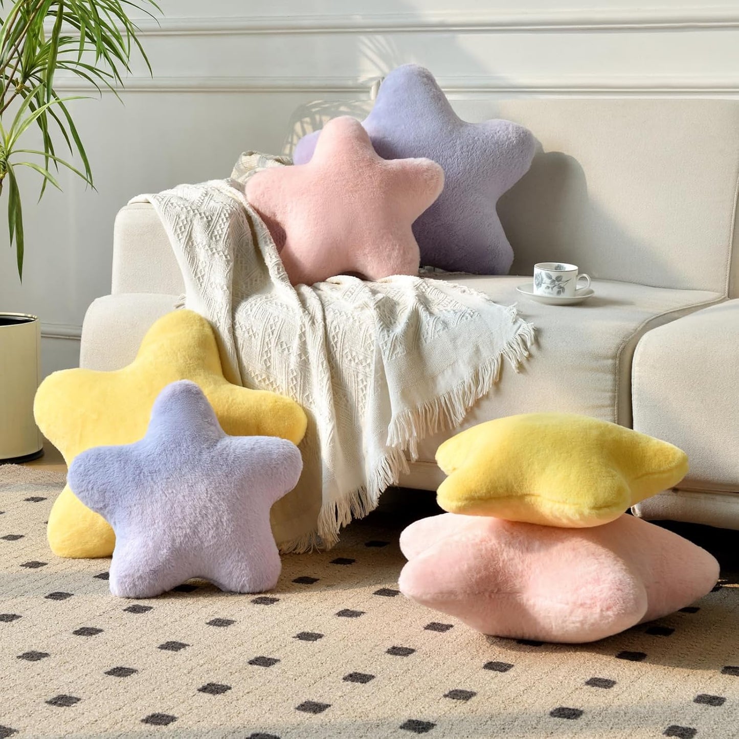 19.6" Xiashrk Star Pillow, Decorative Throw Pillows for Bed Couch, Star Shaped Pillow Plush Floor Cushions Room Decor