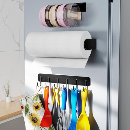 3 Packs Magnetic Kitchen Organizer & Magnetic Utensil Holder - Hanging Hooks &Paper Towel Holder & Tumbler Lid