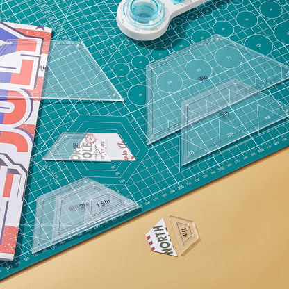 Kigley 8 Pcs Half Hexagon Quilting Templates and Rulers 1/1.5/2/3/4/5/6/7 Inch Acrylic Quilting Ruler with 1/4 Inch Seam Allowance for Cutting Pattern DIY Sewing Craft(Clear)