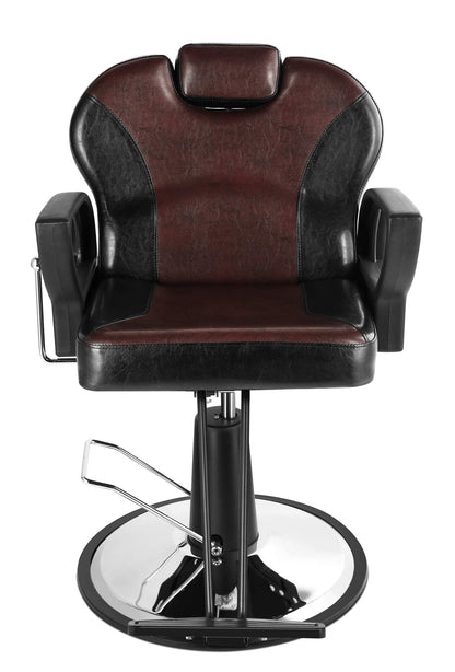 Beautymega Vintage Hydraulic Pump Hair Cutting Chairs Reclining Beauty Salon Styling Chairs (Black & Brown)