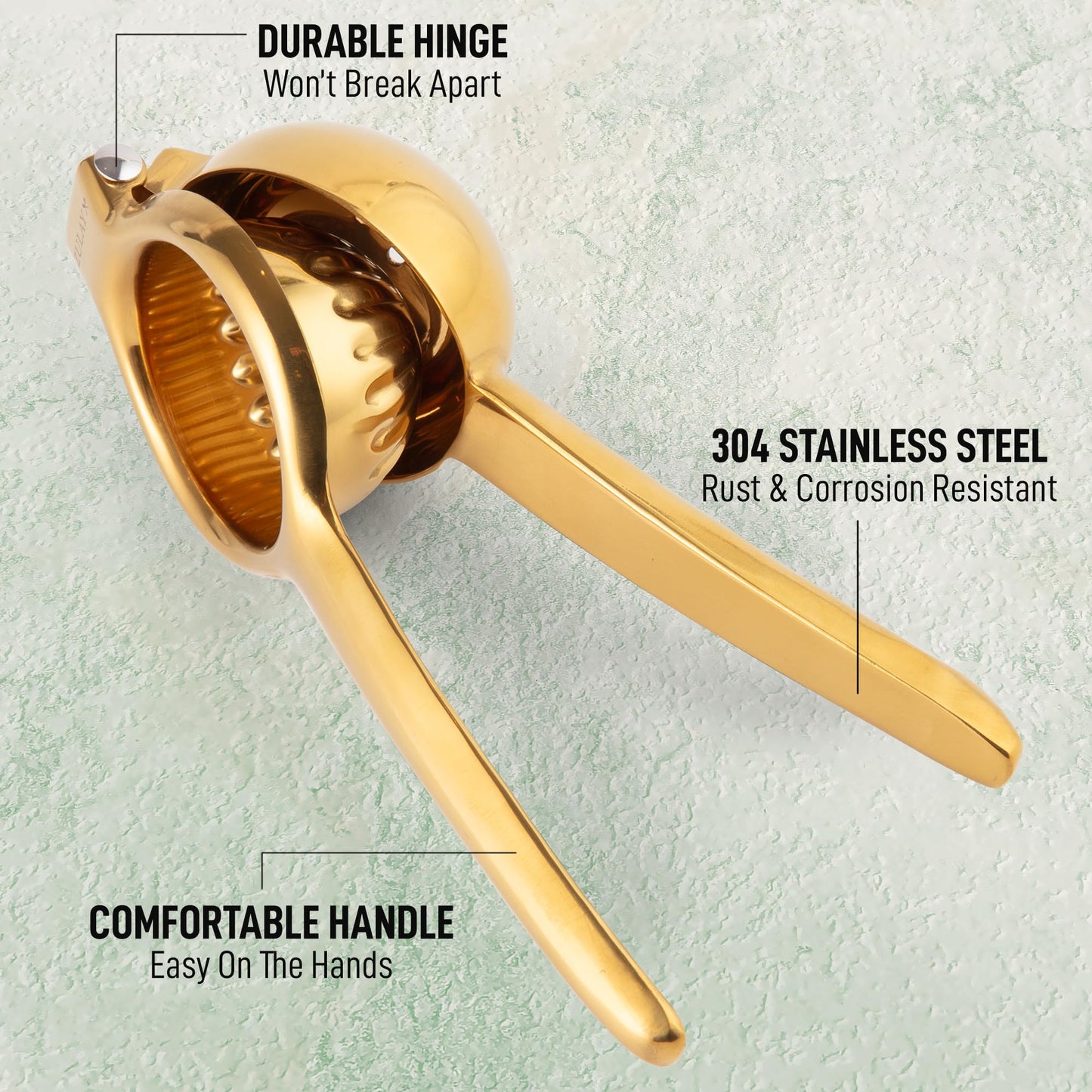 Zulay Lemon Squeezer Stainless Steel with Premium Heavy Duty Solid Metal Squeezer Bowl (Black Grip, Large)