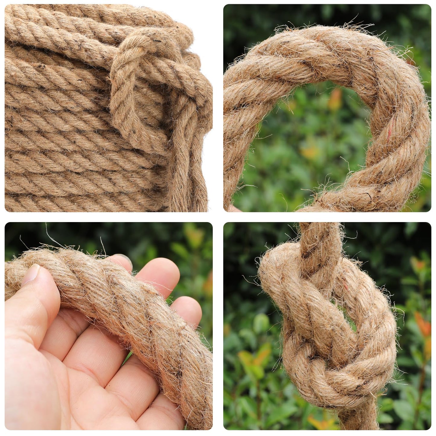 Jute Rope (1 in X 100 ft), 25mm Thick Twisted Manila Ropes,Tug of War Rope,Thick Ropes Natural Heavy Duty Hemp Rope for Swing Bed, Crafts, Railing, Tug of War, Home Decorating (25mm, 100FT)