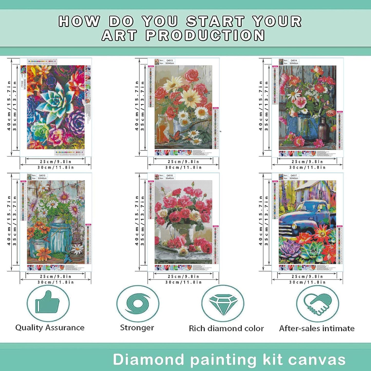 EWJRNSF 6 Pack Diamond Painting Kit Full Drill 5D Diamond Painting by Number Kits for Adults Kids Home Wall Decor 16x20 inch, HDDR Q3171 Q4513-Q4517
