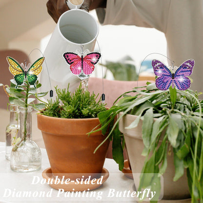 Vcekract 8 Pcs Butterfly Diamond Painting Swaying in The Wind, Diamond Art Kits for Adults, High Flexibility Iron Stakes Garden Decor, Diamond Painting Art Crafts for Beginners