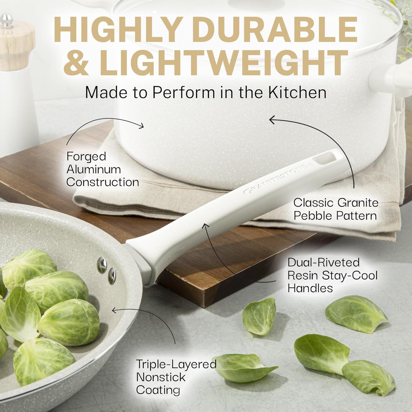 Granitestone 10 Inch Non Stick Frying Pan, Healthy Non Toxic Skillet, Oven Safe and Dishwasher Safe