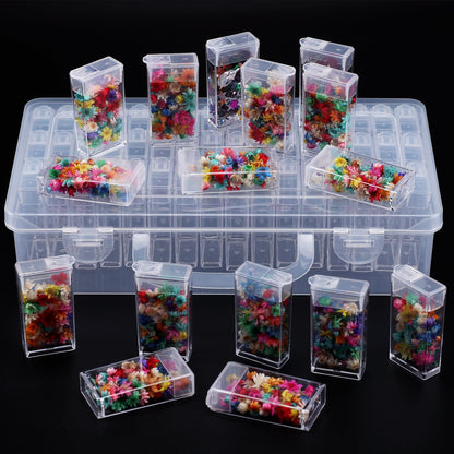 Gallipower 2 Pack Diamond Art Storage Containers Case With Lids,128 Grids Acrylic Bead Seed Storage Box Organizer With Label Stickers,Art Diamond Dot Storage Case,Embroidery DIY Art Craft Trays