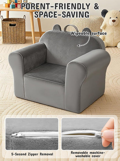 Cozy Kids Sofa Chair with Removable Washable Cover Kids Couch Toddler Chair Toddler Bed Crystal Velvet Furniture