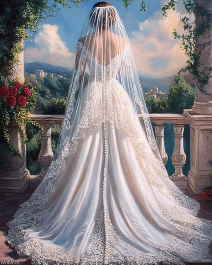 WUIVCTR Wedding Dress Paint by Numbers Kit for Adults, 16" x 20" Canvas Painting Kit for Beginners, Modern Aesthetic DIY Paint by Number on Canvas for Home Wall Decor