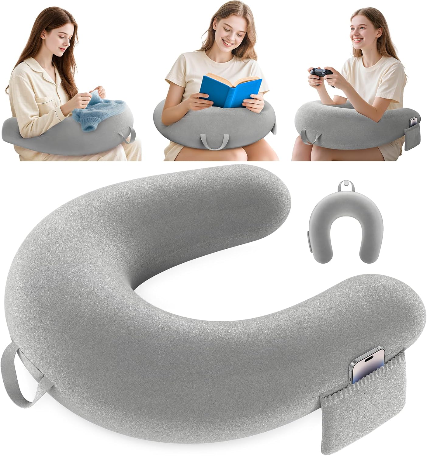 Heyife Crochet & Reading Pillow for Lap Support, Gaming Lap Desk Pillow, Sitting on The Bed/Sofa/Floor for Knitting