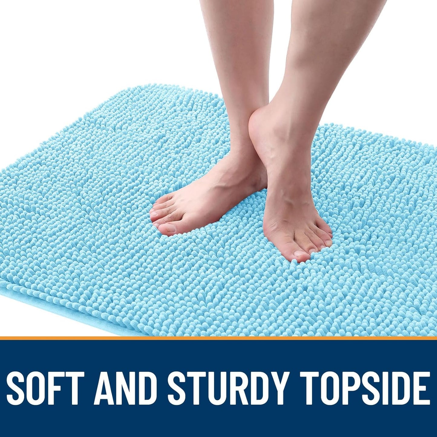OLANLY Dog Door Mat - Absorbent Non-Slip Chenille Mat for Muddy Paws | 59x35 Inches, Quick Dry, Blue