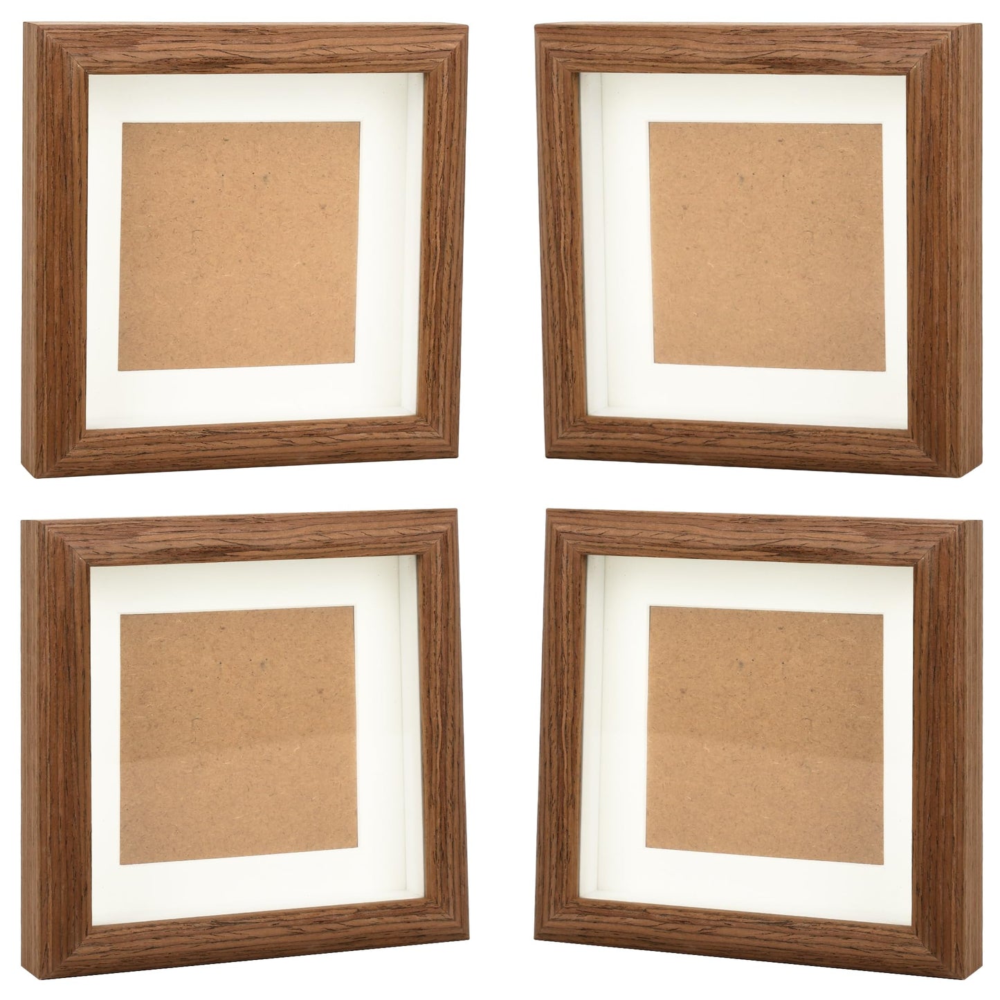 4Packs 5x5 Wooden Shadow Box Frame Picture Frame Solid Wood Memory Shadow Box Display Case to Hang Memory Box Sports Memorabilia, Pins, Awards, Medals, Wedding, Tickets and Photos