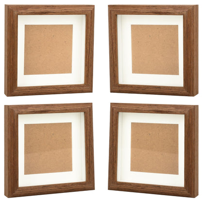 4Packs 5x5 Wooden Shadow Box Frame Picture Frame Solid Wood Memory Shadow Box Display Case to Hang Memory Box Sports Memorabilia, Pins, Awards, Medals, Wedding, Tickets and Photos