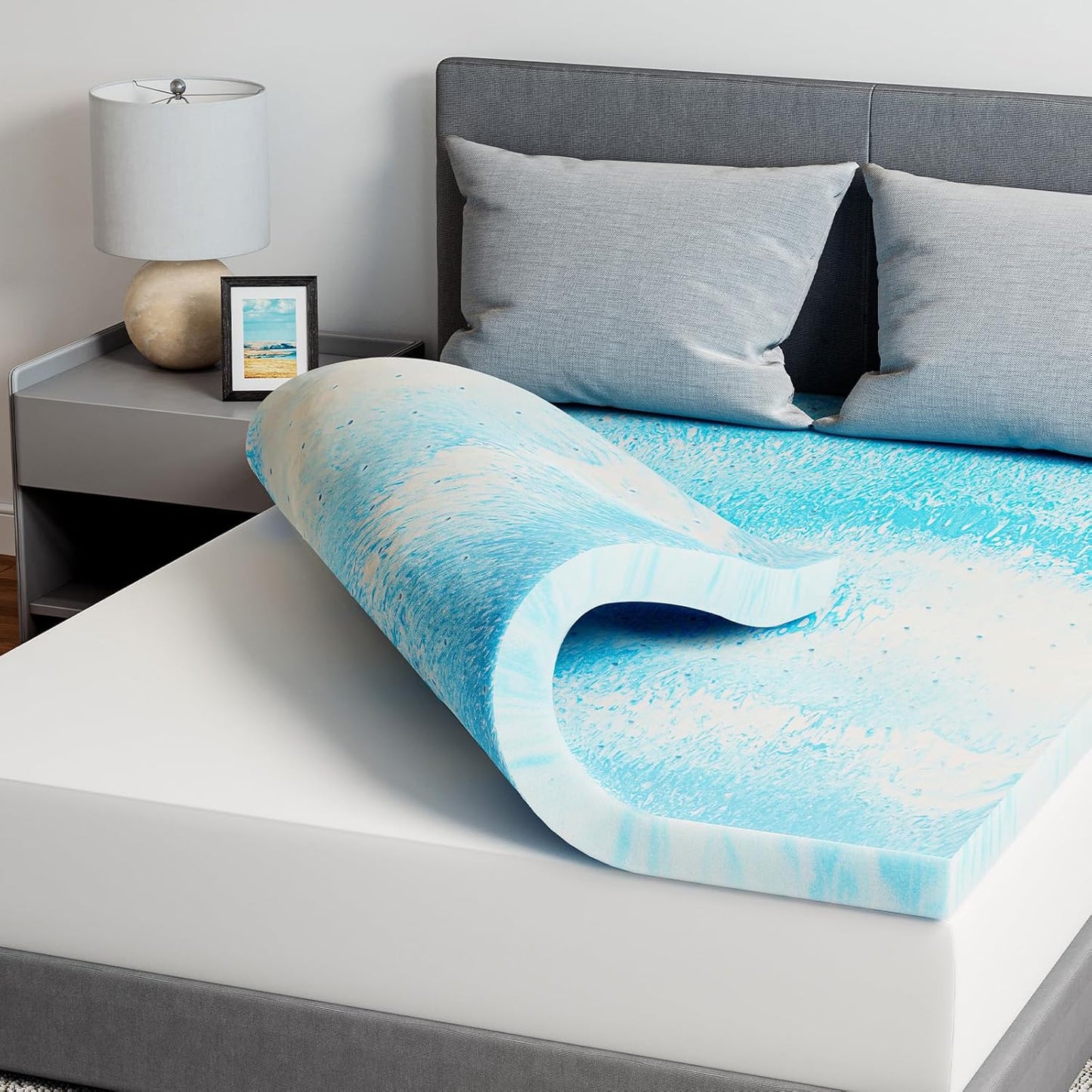 Novilla Memory Foam Mattress Topper - 2 Inch Cooling Gel Infused for Soft Comfort | Perfect for RV, Camper, Dorm Room